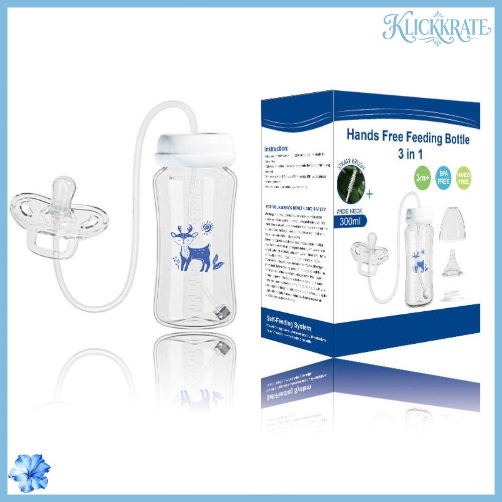 KLICKKRATE 300ML Bình sữa cho bé không cần dùng tay 3 trong 1 Cổ rộng Bình sữa Sáng tạo trọng lực Bình đựng sữa