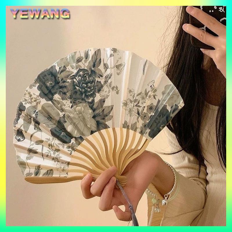 YEWANG Trung Quốc Nhật Bản phong cách quạt lụa gấp Quạt đám cưới fan hâm mộ nghệ thuật Quà Tặng khiêu vũ tay fan hâm mộ cổ điển tre gấp tay cầm hoa fan hâm mộ
