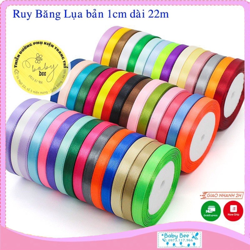 Ruy băng lụa satin bản 1CM dài 22M dây trang trí, dây gói quà, dây làm nơ