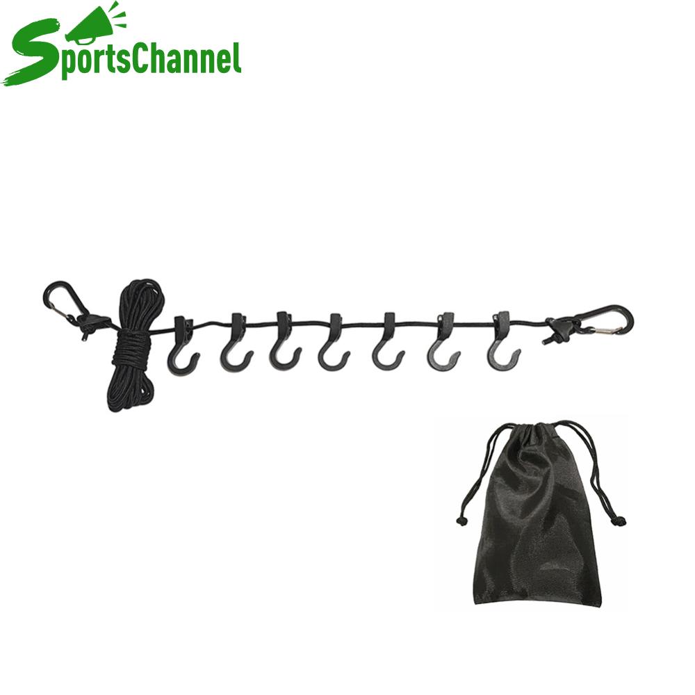 Phơi đồ giặt là dây thừng không trượt khô chuỗi dây du lịch nhỏ gọn Windproof có thể điều chỉnh với 7 móc cho đi bộ Dã Ngoại nhà