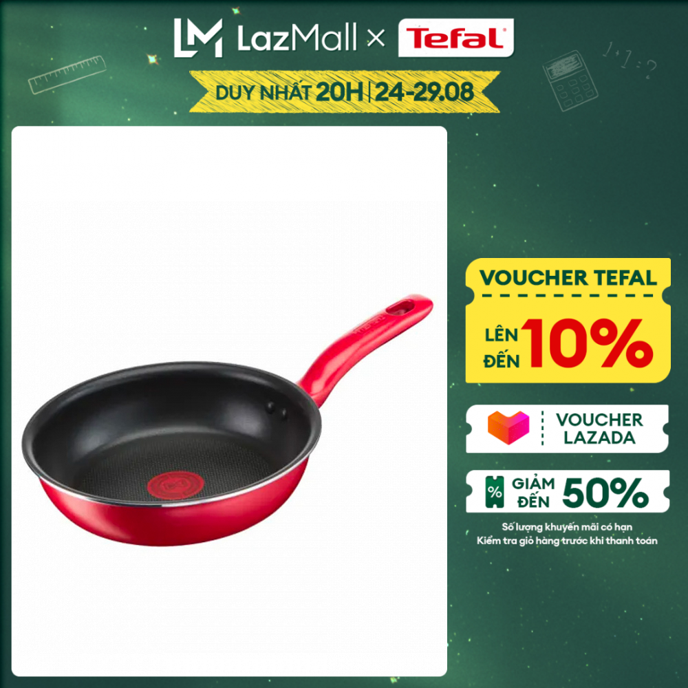 Chảo chiên chống dính đáy từ cao cấp Tefal So Chef (Đỏ) size 21-28cm - Hàng chính hãng