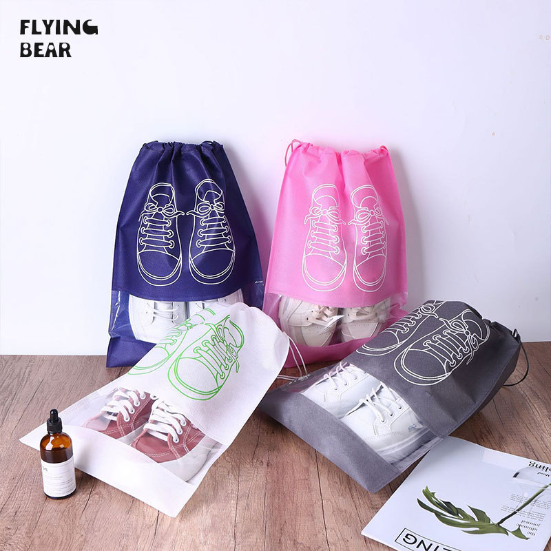 Non-woven shoe storage bag, transparent dust-proof and dirt-proof drawstring bag, breathable drawstring bag, travel clothing ราคา 19 บาท*ส่งฟรี