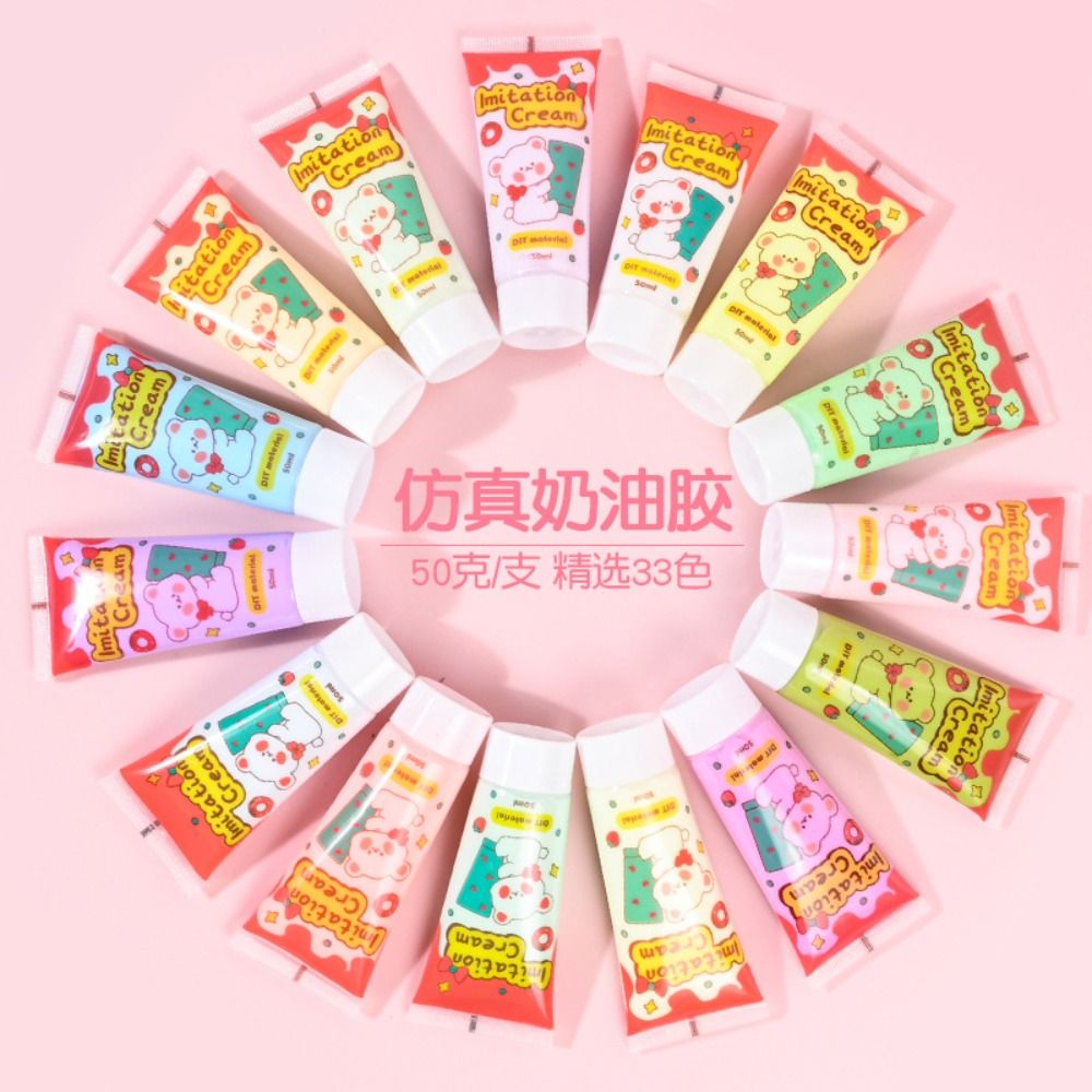 Djdk 50ml Đồ chơi bé gái trang trí cho vỏ điện thoại mô phỏng Gel giả Whipped đất sét keo nhựa Kem GOO thẻ Keo kem kẹo cao su guka keo
