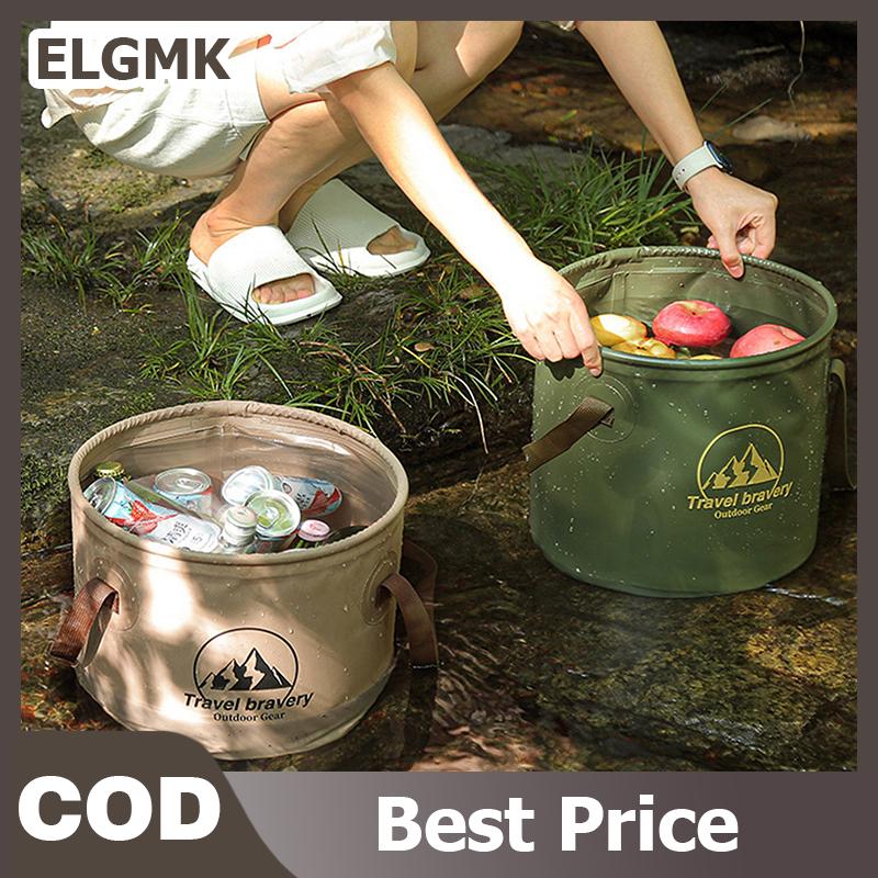 ELGMK Xách Tay Có Thể Gập Lại Xô 5L 10L Công Suất Lớn Ngoài Trời Cắm Trại Du Lịch Đóng Mở Cầm Tay Nước Container Cho Ngoài Trời Đi Bộ Đường Dài