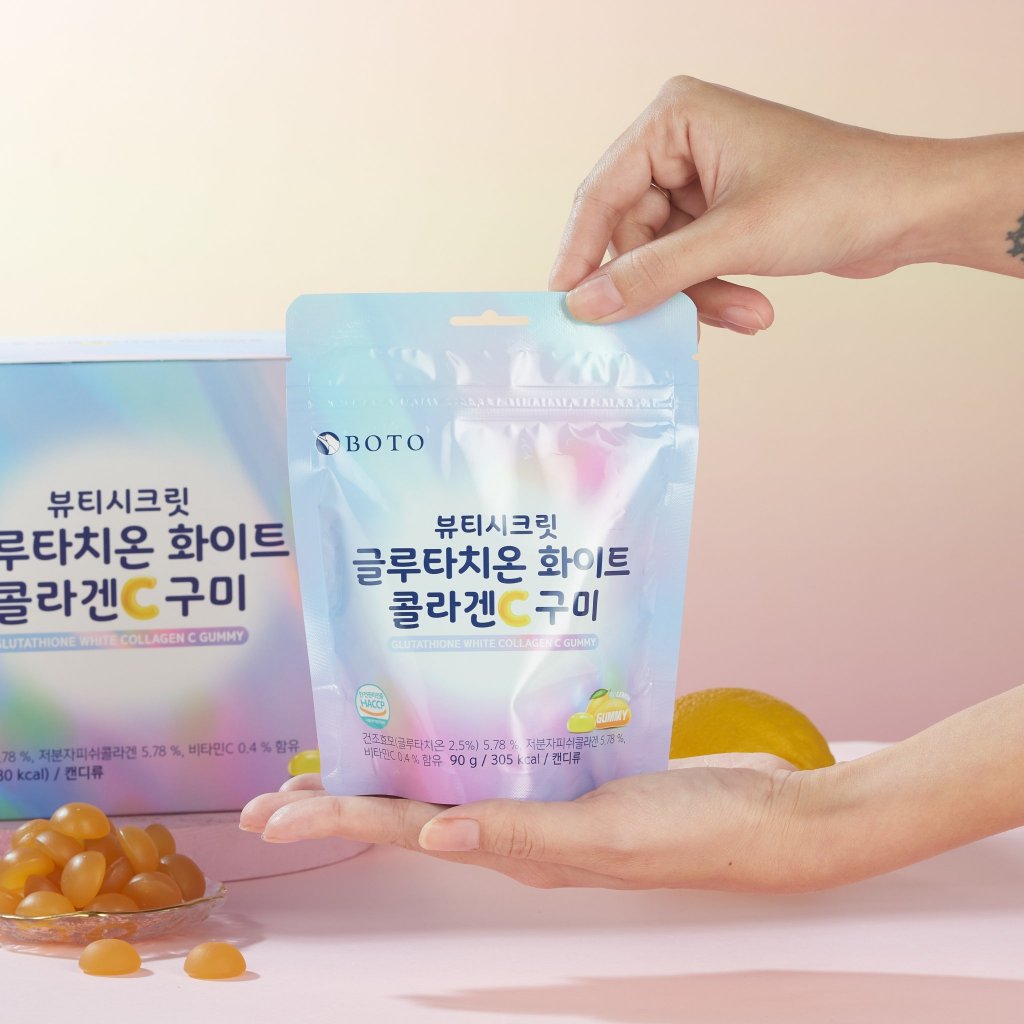 Kẹo Dẻo Collagen Lựu,Vitamin C Boto Gummy Pomegranate Small Molecular Collagen Vitamin C 30 Viên Hàn Quốc