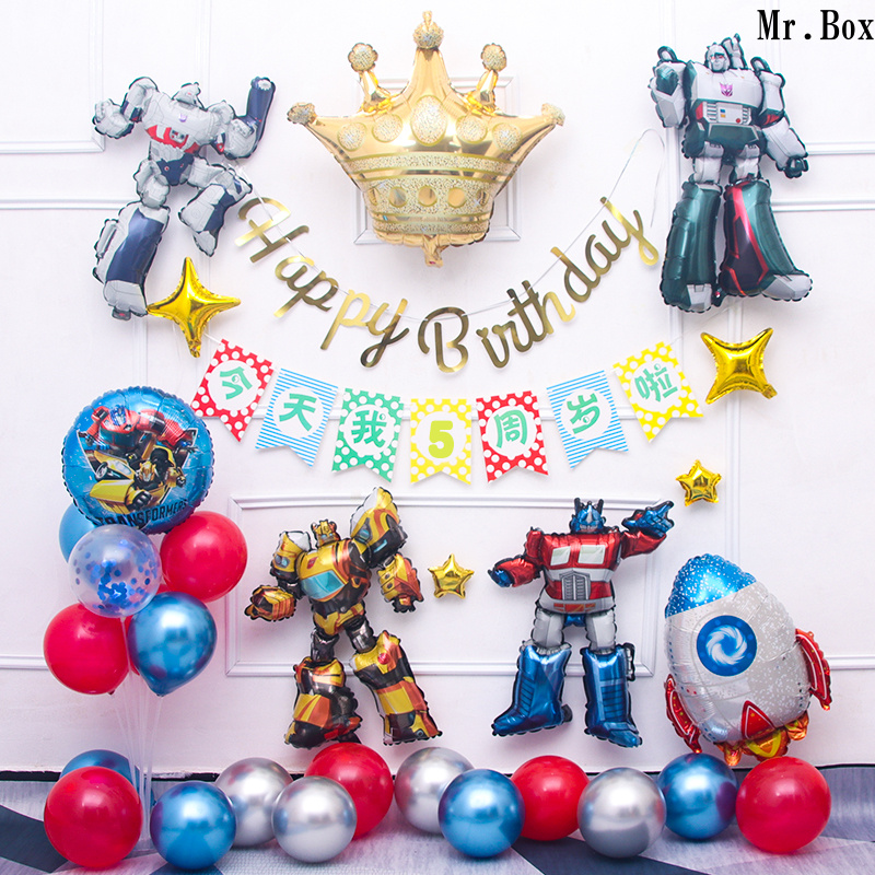 Affordable  Transformers Balloon Boys Birthday Party Scene Decoration Boys Children's Toys Optimus P