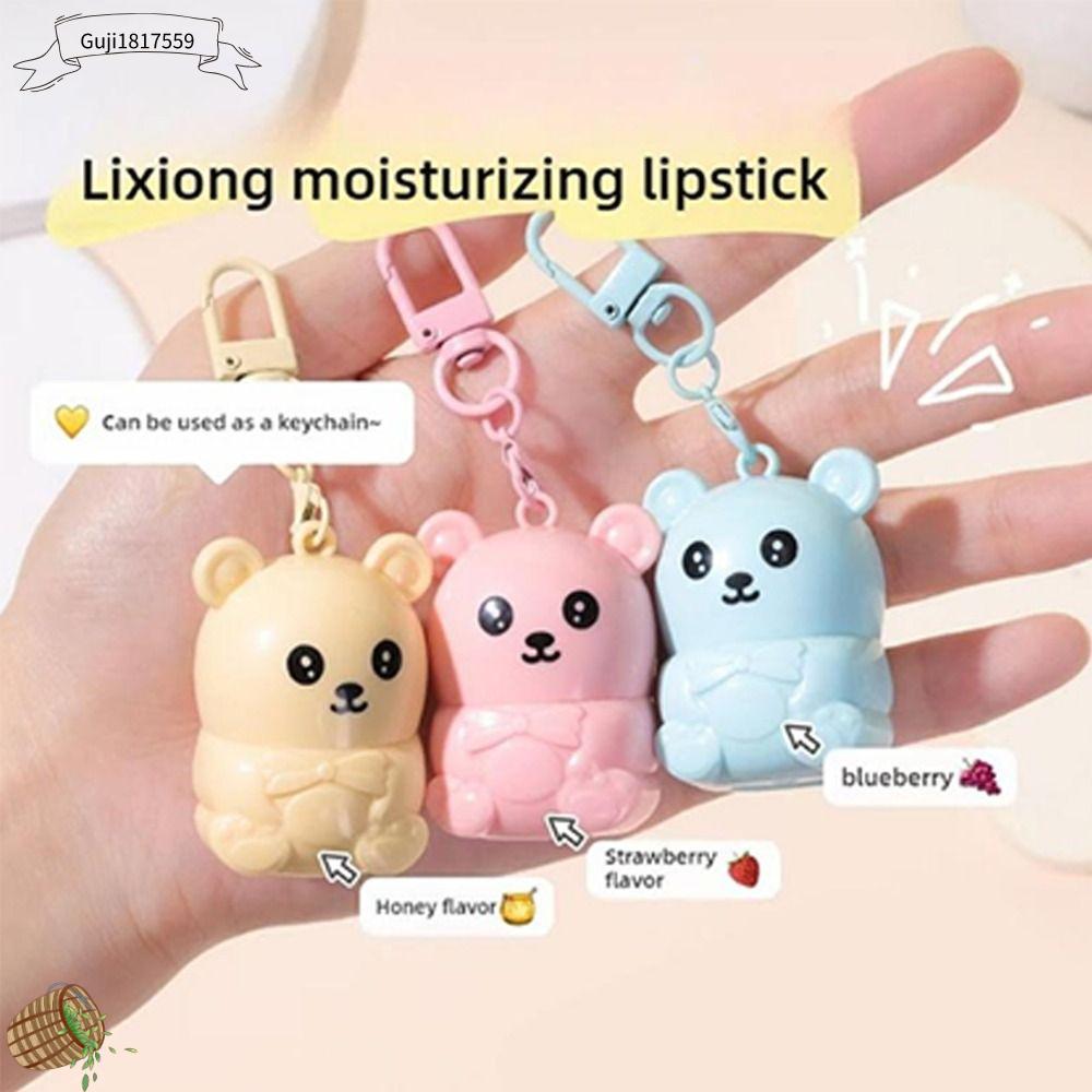 GUJI1817559 3.2ml Son dưỡng môi gấu nhỏ Chống nứt Chống khô Son môi Di động Dưỡng ẩm Son bóng Dành cho trẻ em