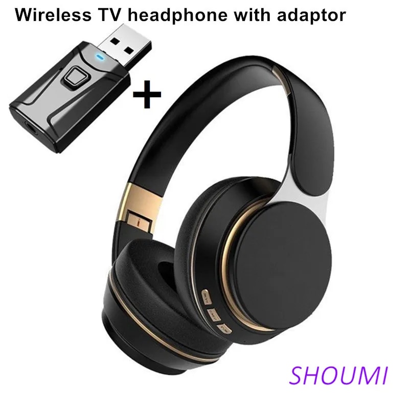 New Tai nghe TV không dây Bluetooth 5.0 USB Adapter Stereo Tai nghe Mũ bảo hiểm có thể gập lại Tai nghe có micrô cho Samsung Xiaomi TV PC Music