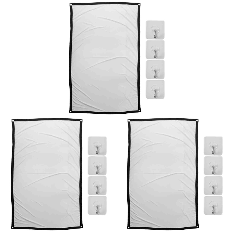 [ Store] Selected3X Portable Projector Screen for Home Theater Outdoor HD White Foldable Anti-Crease (60Inch)