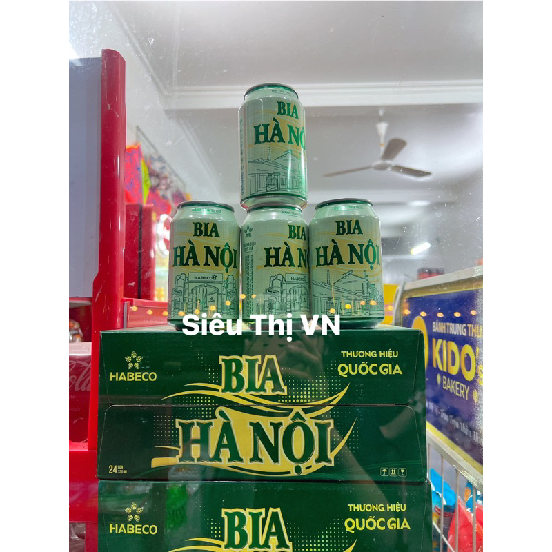 Thùng 24 lon bia Hà Nội Xanh habeco x330ml