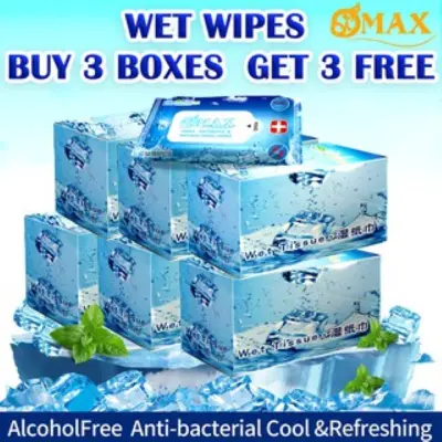 OMAX SG . ANTISEPTIC-ANTIBACTERIAL , SPORTS , GYM , OUTDOOR, TRAVEL ,ICY MINT WET WIPES TISSUE 8 `48 PACKS