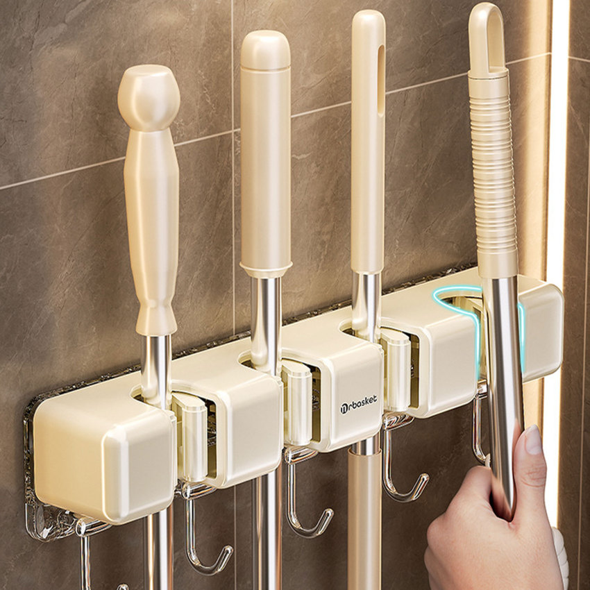Móc chổi lau Tường Gắn Giá treo cây lau vệ sinh Ánh Sáng Lau Clip Miễn Phí Đấm Nhà Bếp bàn chải phòng tắm Lau Giá treo chổi