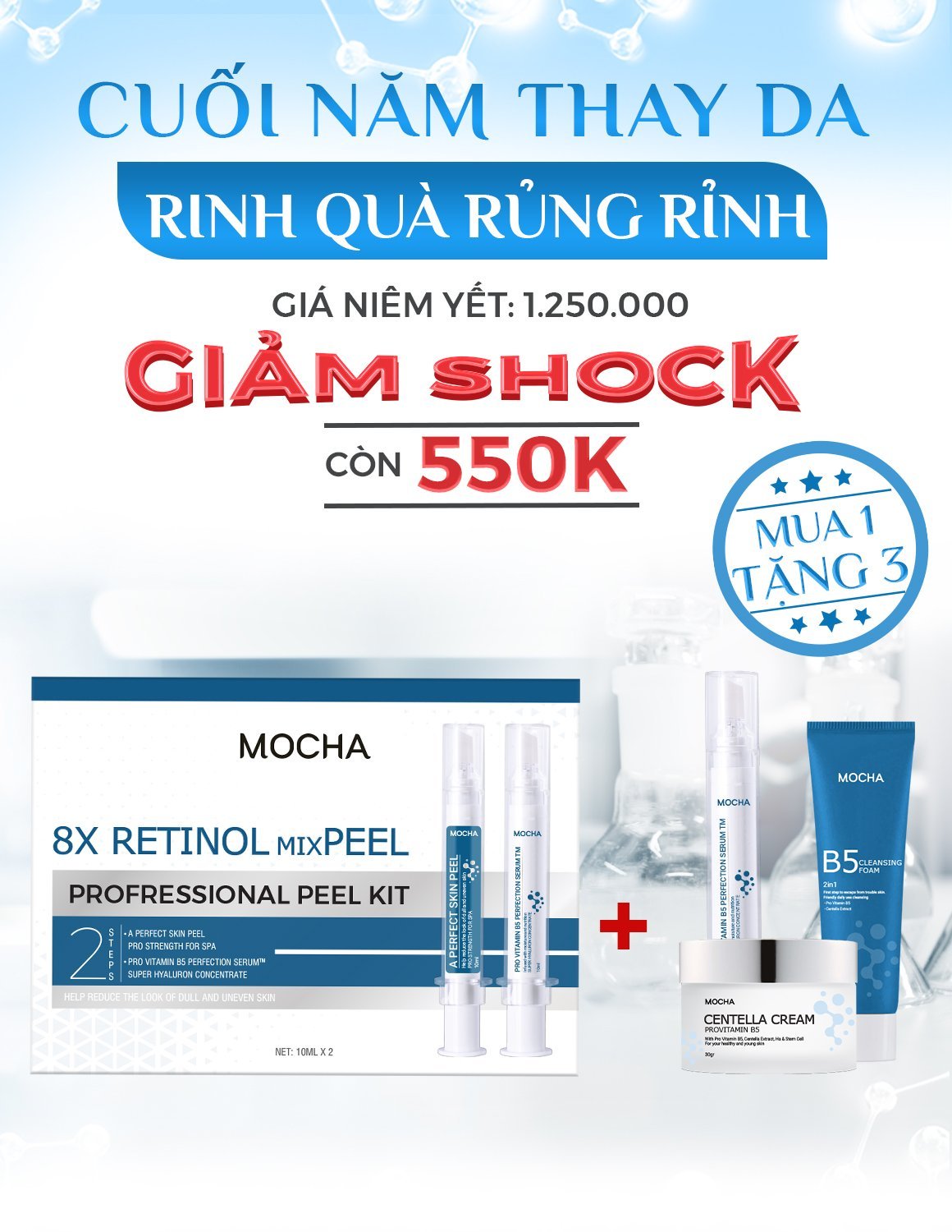 [ TRỌN BỘ ] Peel Da Vi Tảo Mix retinol - MOCHA  Tái Tạo Da Sinh Học