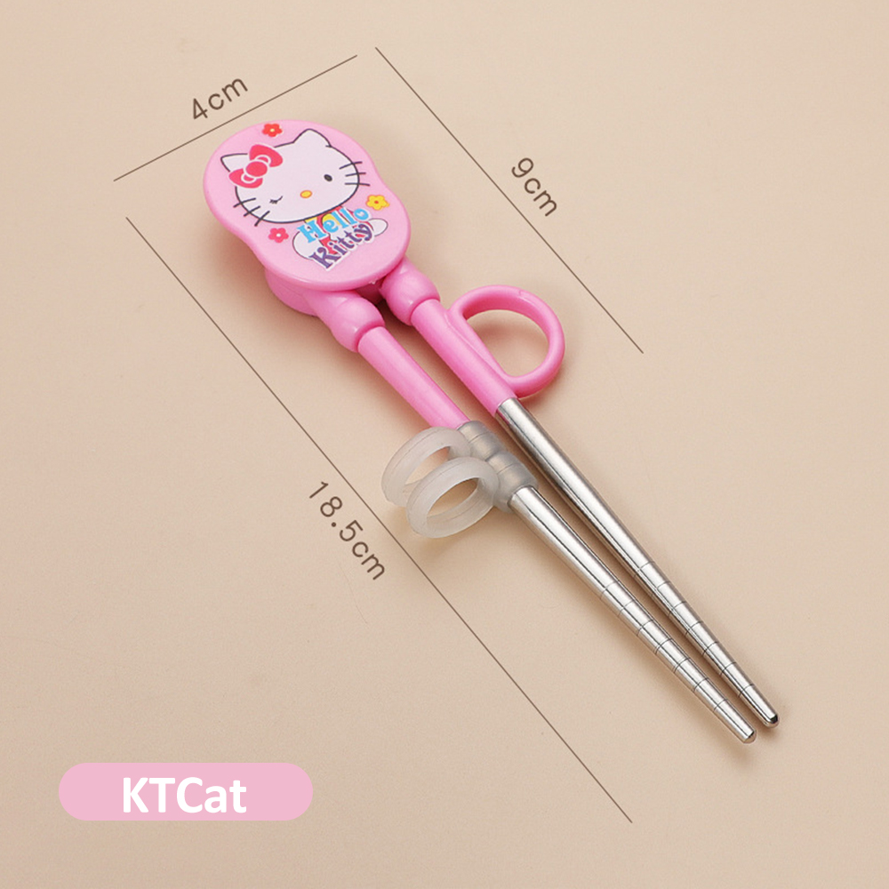 Mumystation Kids Chopstick Stainless Steel Food-grade Training Chopstick For Kid Cartoon VictoryBear KTCat JingleCat Chopstick