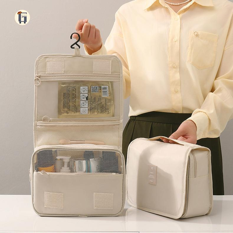 Túi đựng mỹ phẩm có móc treo, túi đựng du lịch có thể gấp gọn, nhiều ngăn, chứa được nhiều đồ dùng cá nhân và mỹ phẩm