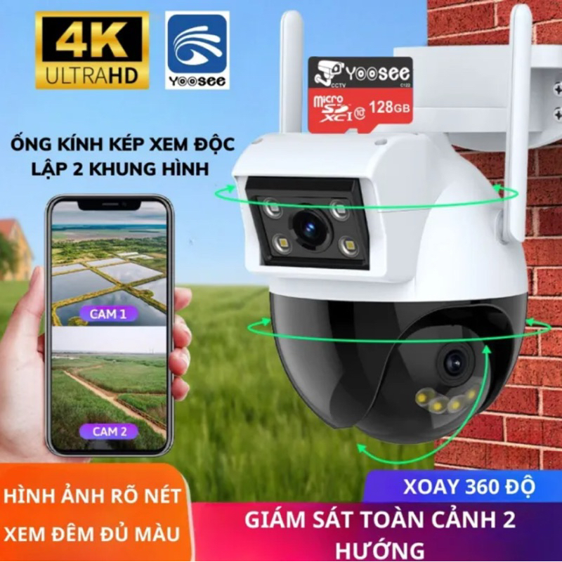 Camera wifi YooSee 2 mắt W39 - xoay 360 - Siêu nét góc rộng