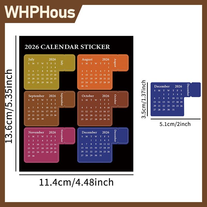 WHPHous NEW DIY 2026 Calendar Stickers Multi-functional Colorful Planner Stickers Removable Durable Bookmark Office
