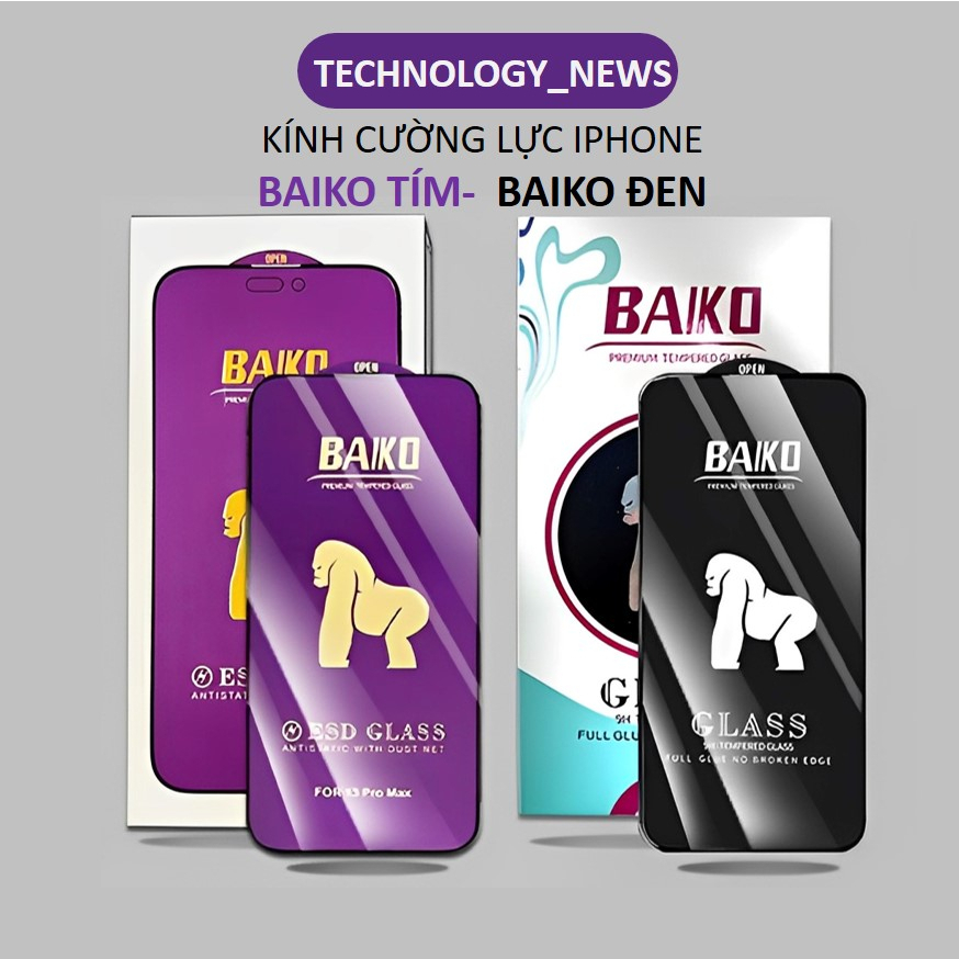 Cường lực baiko tím - baiko đen cho iphone 6,6s,7,8,6plus,6splus,7plus,8plus,x,xr,xs,xsmax,11,12,13,14,pro,max,mini,plus