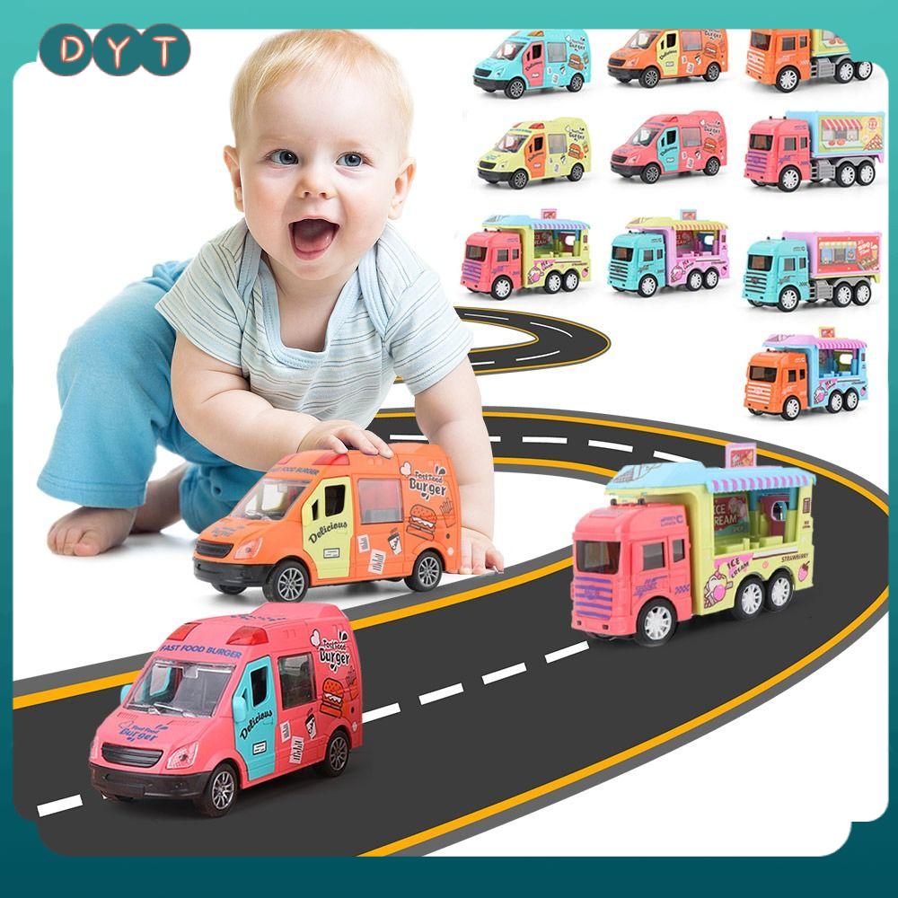 DYT Random Color Nhựa Cửa có thể mở Trò chơi nấu ăn Xe tải Kem Xe quán tính mini Mô hình xe tải van Đóng vai nhà bếp