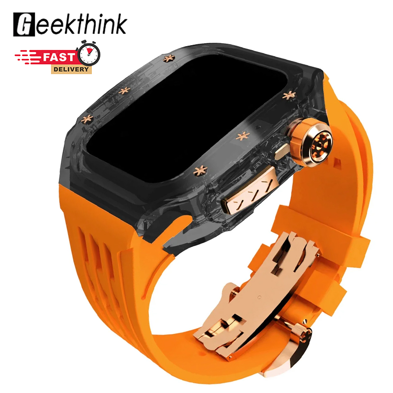 GEEKTHINK Quick Fit Luxury Mod Kit (no watch) for IWatch Band 44mm 45mm PC Case + Silicone Strap for IWatch Series 9 8 7 6 5 4/SE2/SE ราคา 1,585 บาท*ส่งฟรี