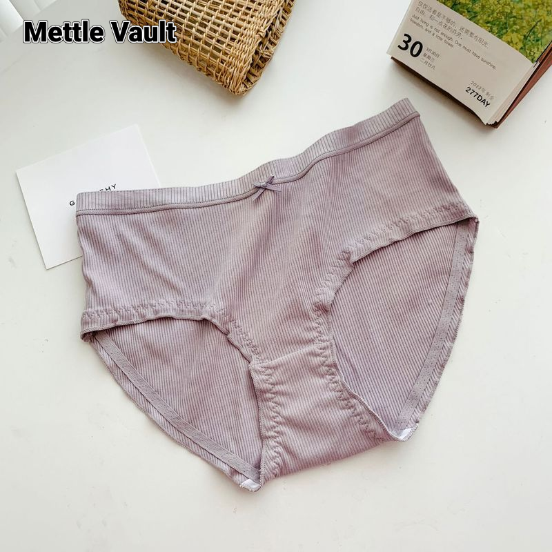 Mettle Vault New Japanese Sweet Bow Cute Girl Underwear Women's Pure Cotton All Cotton plus Size Mid Mid-Waist Soft and Comfortable ราคา 35 บาท*ส่งฟรี