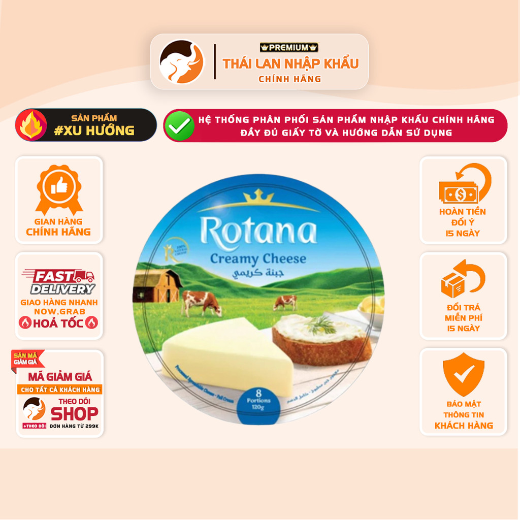 [COMBO 3 HỘP] Phô Mai Miếng ROTANA Ai Cập – Béo Ngậy, Mặn Nhẹ, 8 Miếng/Hộp