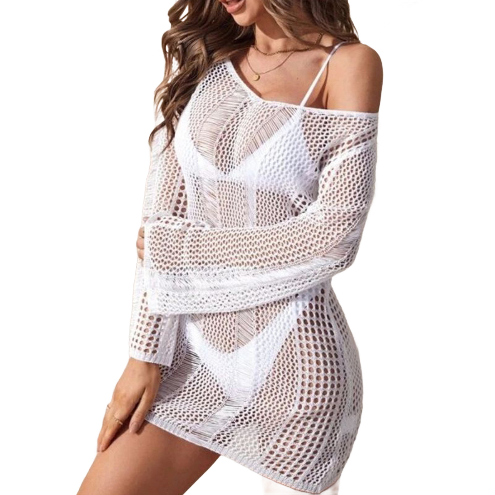 Meek fantisia sexy váy đi biển cổ tròn váy đi biển sexy Hollow backless Áo Tắm đan móc Cover-up cho 