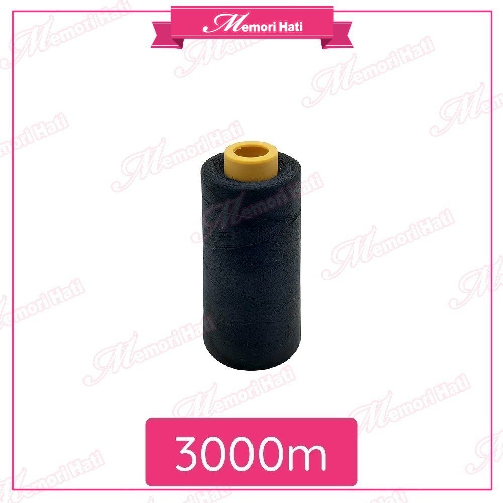 3000m & 400g White & Black Spun Polyester Threads Benang Jahit Putih & Hitam
