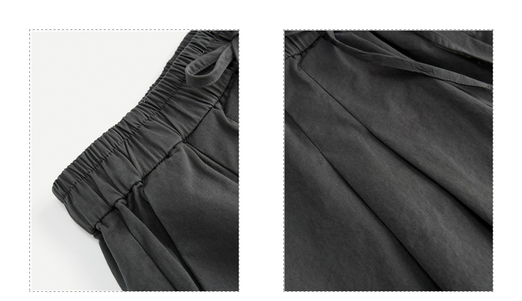 Giordano Women 100% Cotton pleated wide leg elastic waist pants Free Shipping 18425202 · v2