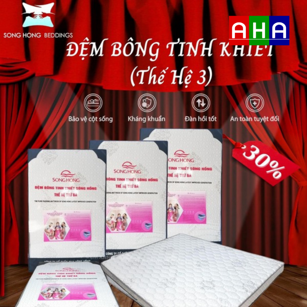 Đệm SÔNG HỒNG Fiber vỏ trần bông mút cao cấp gấp 2 mảnh có lớp foam ở giữa tạo độ êm nảy