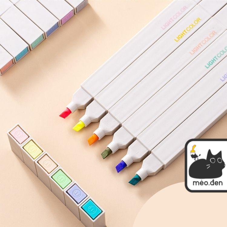 Bút dạ quang highlight 2 đầu mềm bộ 6 cây - họa cụ hakuart