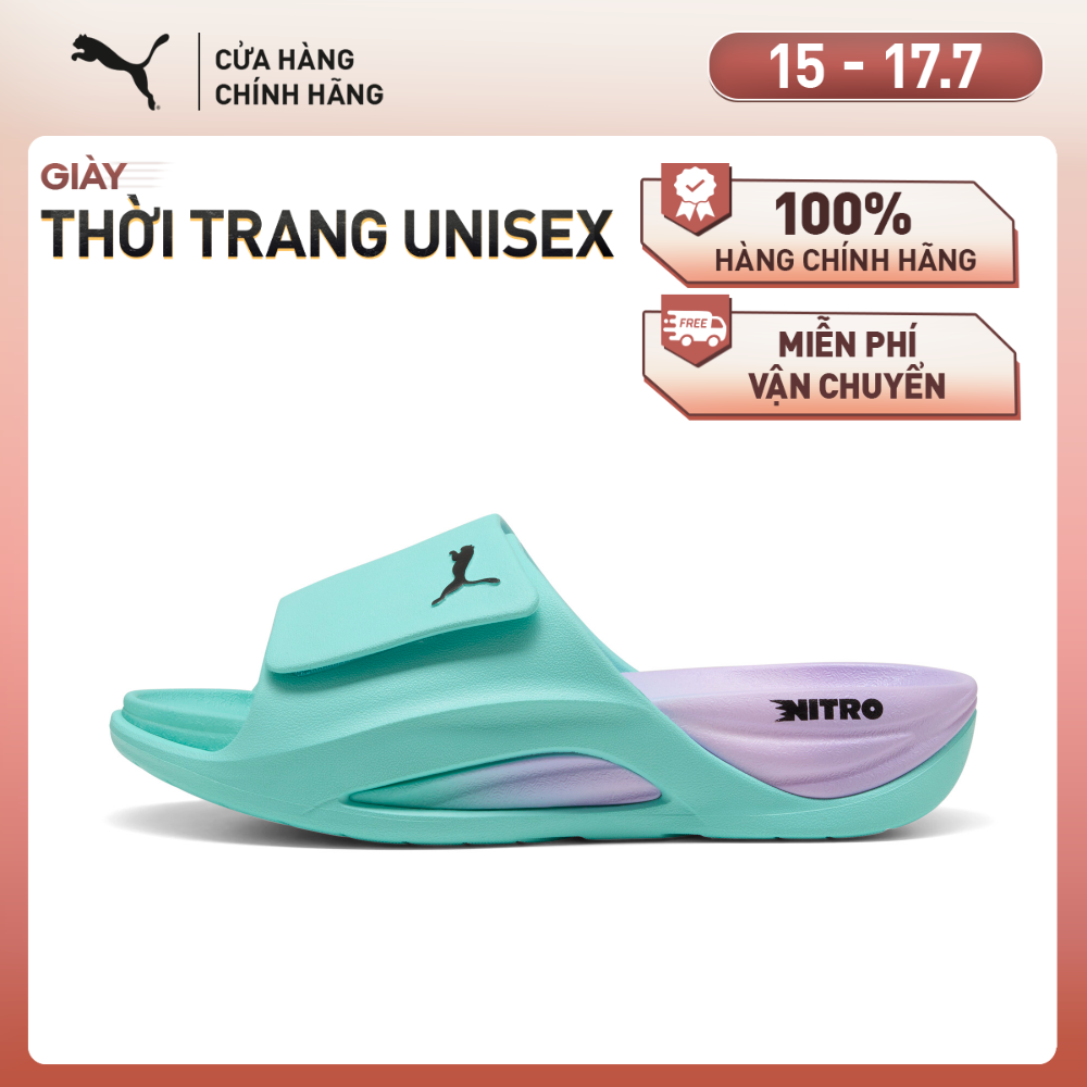 Dép Quai Ngang PUMA Unisex NITROcat Slide V HYROX Intense Mint-Light Lavender-Black Màu Xanh Lá