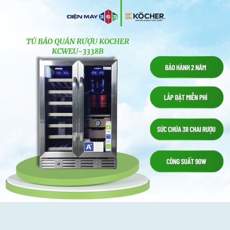 Kocher Kcweu-3338B 120-Liter Wine Storage Cabinet – Led Touch Control - Clear Display, Easy to Use