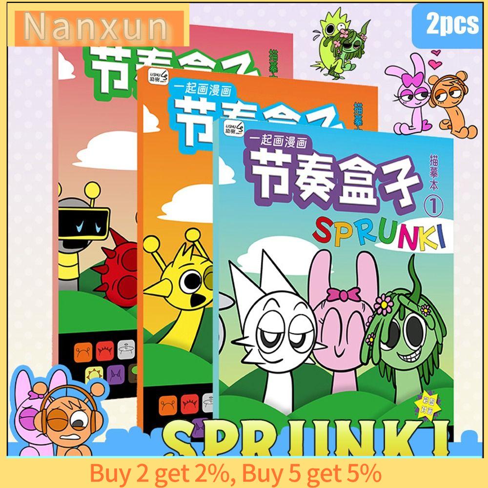 NWSJ 2pcs Sprunki Sách vẽ phác thảo Thiết bị ngoại vi Anime Hình ảnh Sách tô màu Quà Tặng Tự làm Đồ chơi giáo dục Trẻ em