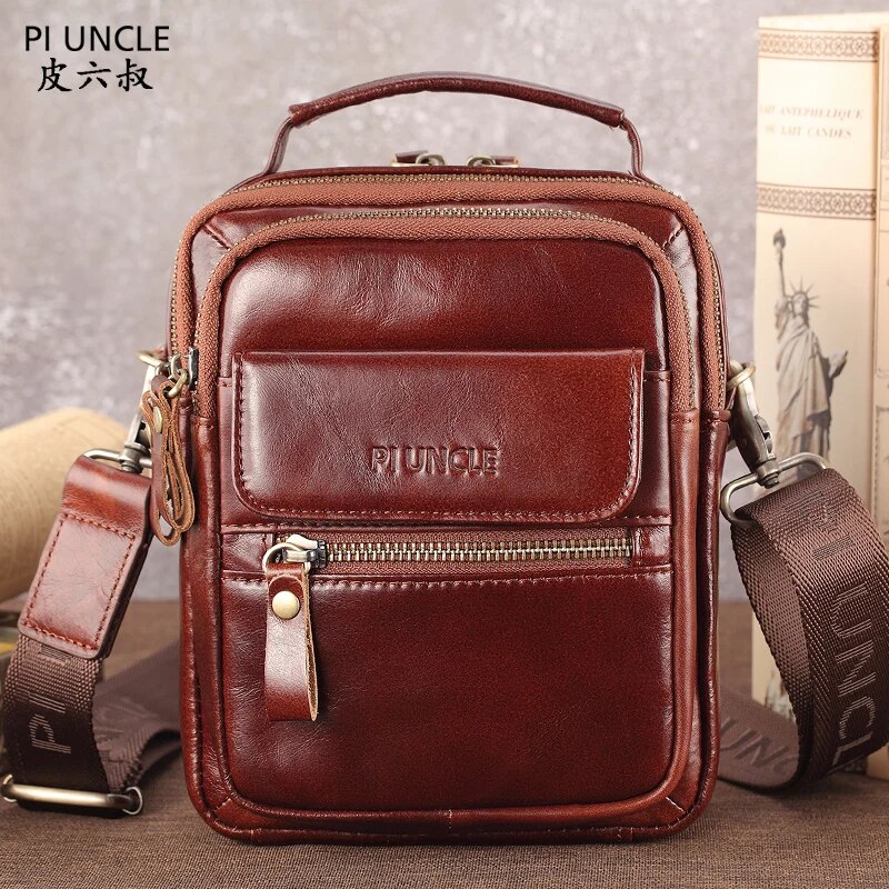 ZZOOI High Capacity Shoulder Bags For Male Men Genuine Leather Messenger Bags Men's Fashion Business Crossbody Bag Small Briefcase ราคา 1,137 บาท*ส่งฟรี