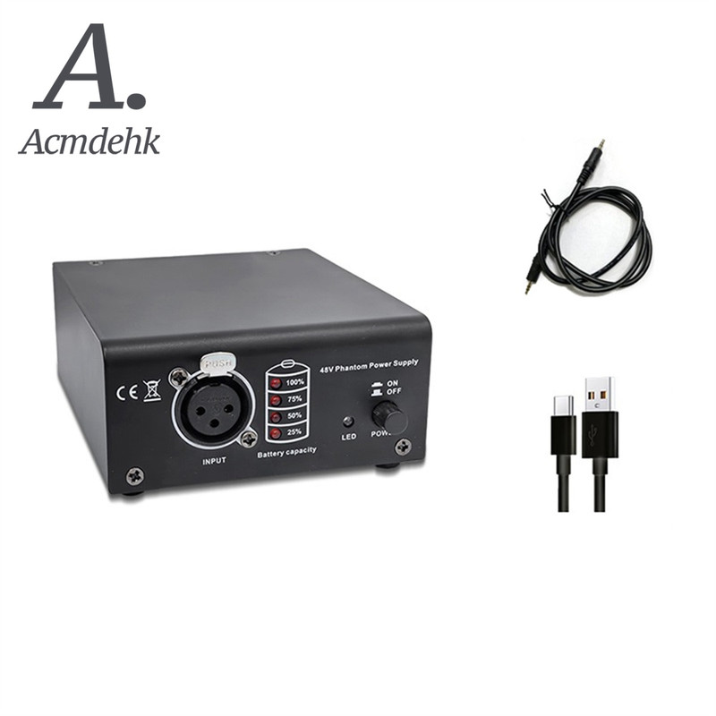 High Power 48V Phantom Power Supply with 3.5mm Cable-1-Channel Unit for Condenser Microphones for Music Recording Equipment Presyo 1,047 Piso*Libreng Shipping