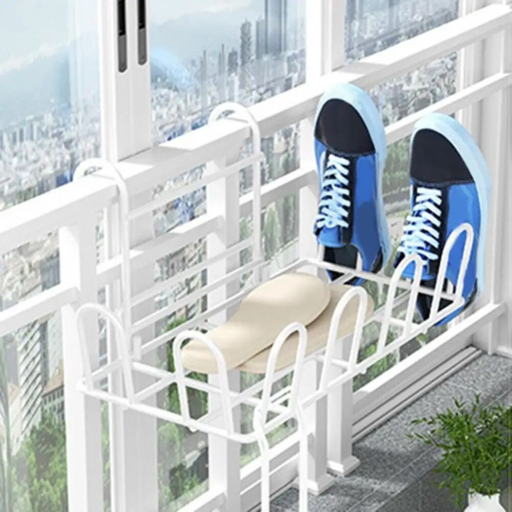 JIANZ Sắt Giá phơi giày ban công Rỗng Đen Giá để giày Thiết thực Có thể di chuyển Giá phơi giày Nhà