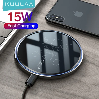 KUULAA 15W Qi Wireless Charger Mirror For iphone xr iphone 11 iphone 11 pro max Samsung Phone Wireless Charging Pad For iPhone Samsung Huawei Xiaomi Mobile phone
