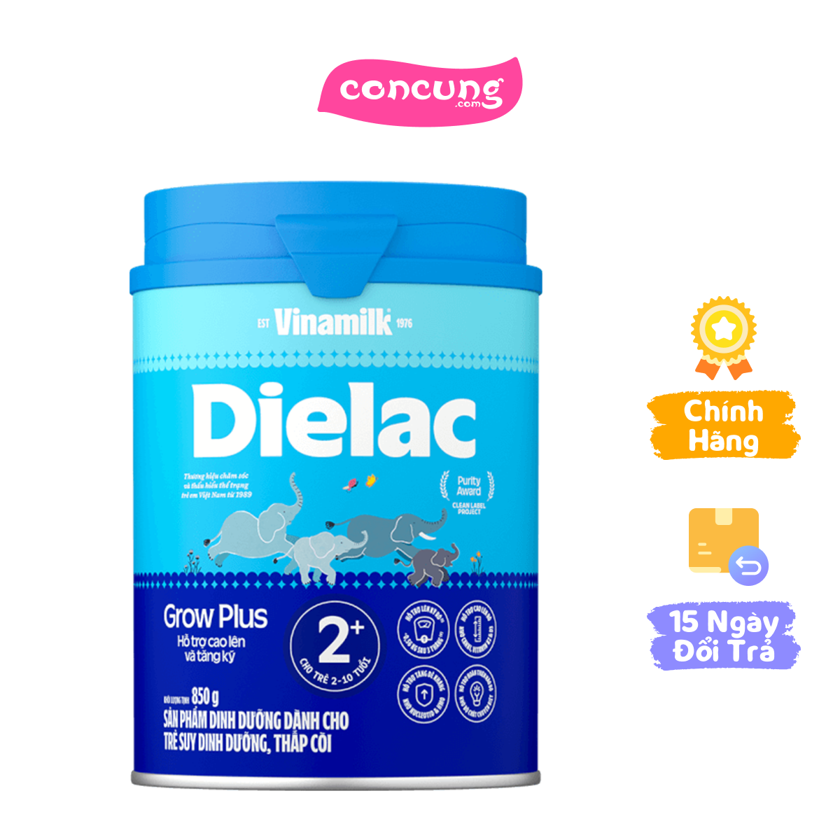 Sữa bột Dielac Grow Plus 2+, 2-10 tuổi, 850g