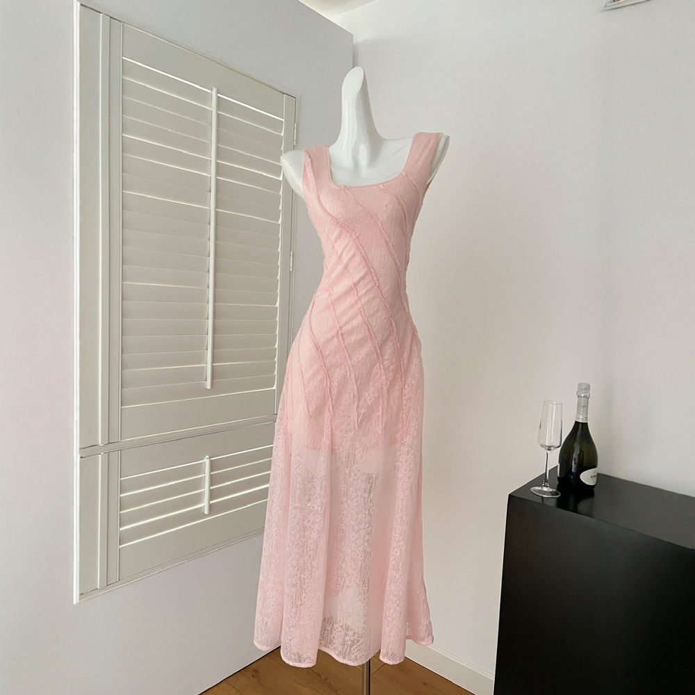 BRANCHÉ ชุดสำหรับผู้หญิงฤดูร้อนแฟชั่นเกาหลีธรรมดา D Raped S Tringy Selvedge แขนกุดสแควร์คอ A-Line Maxi ออกเดทเดรส B250313 ราคา 904 บาท*ส่งฟรี