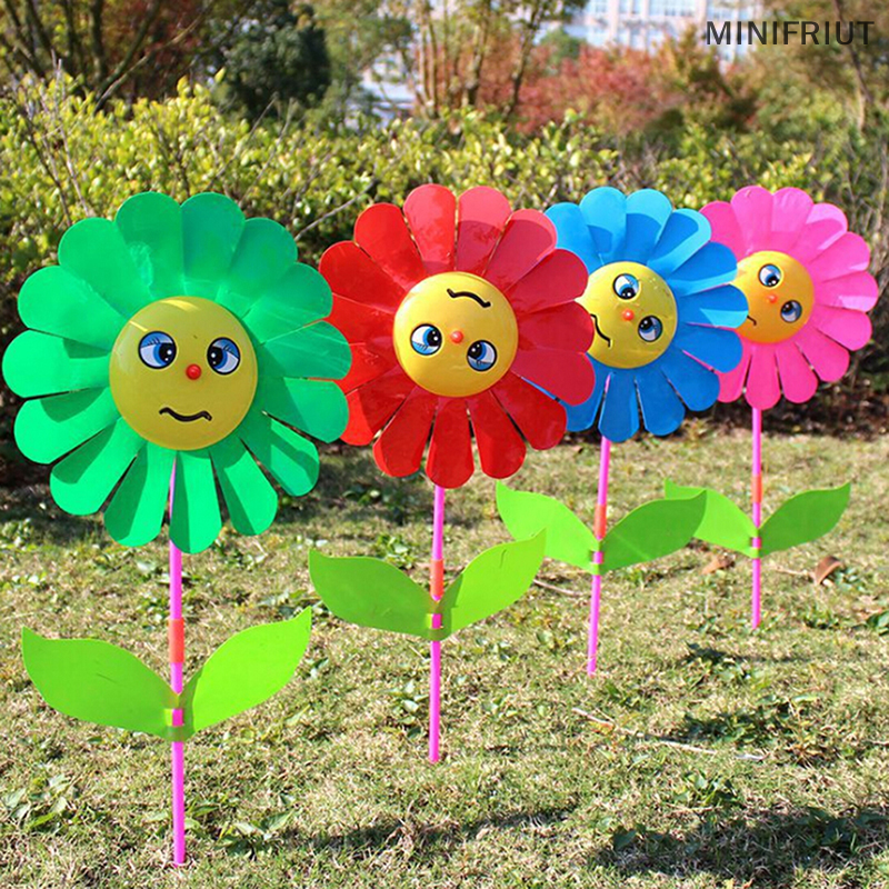 🌸[ low price sale ] Hướng dương cối xay gió sân vườn bên ngoài trời gió Spinner trang trí đồ chơi trẻ em