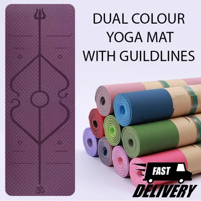 [Local Seller] Bbmore Yoga Mat TPE Non-slip Yoga Fitness Mat TPE Non Slip Fitness Exercise Mat with Strap 6mm Thick Yoga Mat with Position Line Exercise & Fitness Equipment Mat