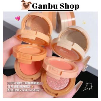 Phấn Má Hồng Hudamoji Bắt Sáng 3 Tầng Trang Điểm Kèm Gương