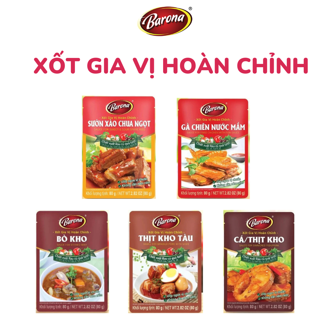 Xốt gia vị hoàn chỉnh Barona tiện lợi, dễ nấu - Gói 80g