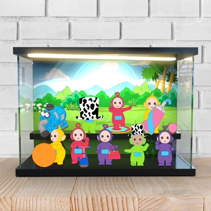 Tủ lưu trữ trong suốt chống bụi thích hợp cho hộp mù teletubbies phức hợp TOPTOY loạt hộp hiển thị cảnh ánh sáng