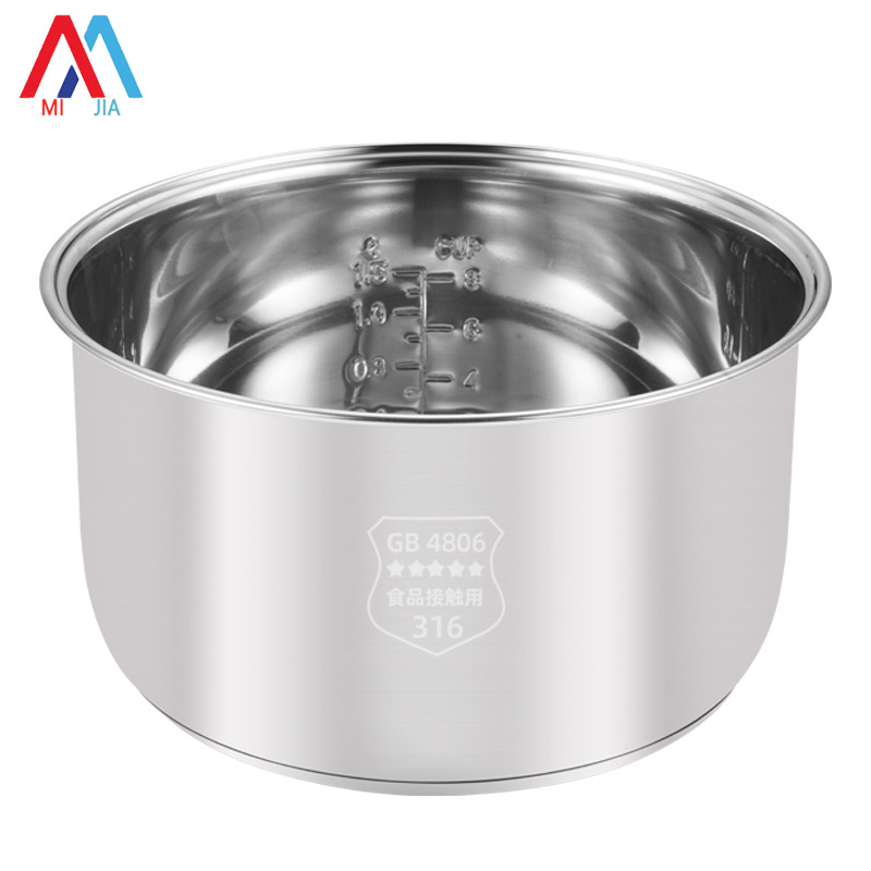 MiaXia Joy 316 stainless steel factory direct electric rice cooker liner double bottom 3L4L5 Xishi cooker liner mini rice cooker liner