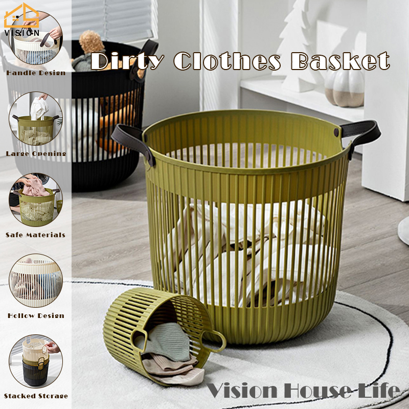 Vision Large Capacity Laundry Basket Bathroom Dirty Clothes Basket Portable Underwear Storage Bucket Sundry Storage Basket Round Plastic Universal Storage Organizer ราคา 574 บาท*ส่งฟรี