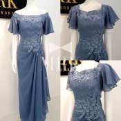 "Mylin 2" Dusty Blue Off Shoulder Mother Dress