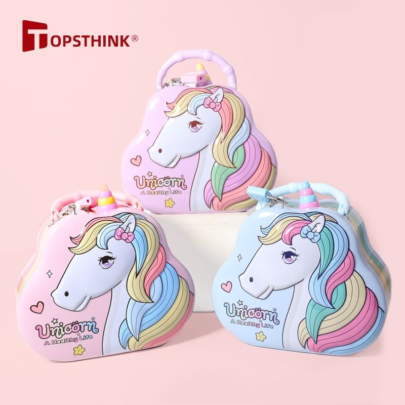 Két sắt hộp đựng tiền ống tiết kiệm hình ngựa Pony cho bé mẫu mới