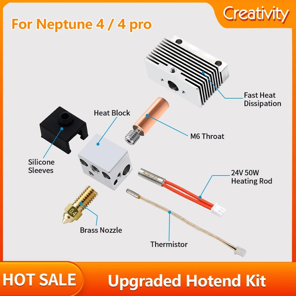 Neptune 4 4 Pro Hotend Kit Bimetal Nozzle 3D Printer Accessories For Eo